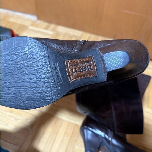 Born Brown Leather Heel High Boots Size Women's 10 - Picture 8 of 9